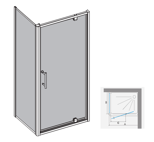 square shower doors pivot rotating with fixed panel